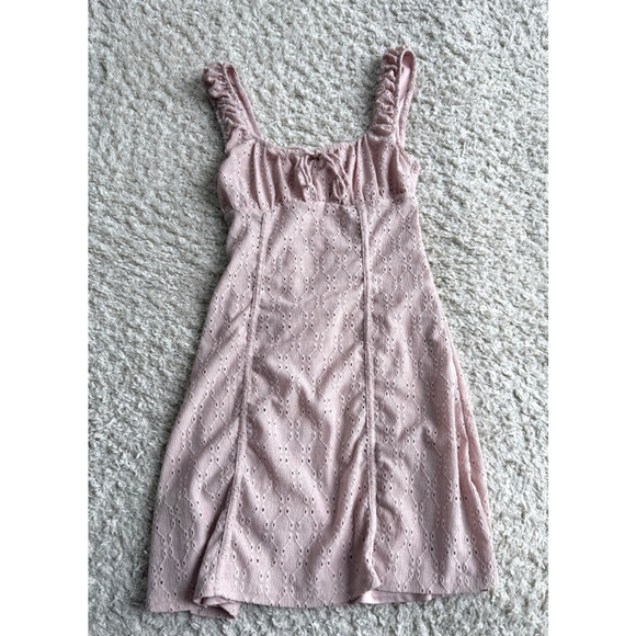 H&M Dresses & Skirts - Women's H&M Pink Eyelet Mini Dress Size XS